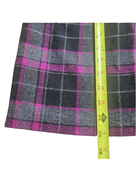 Chadwicks 8 Tall Black Gray Pink Plaid Wool A Line Skirt - Picture 5 of 9